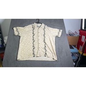 UNTIED Beige‎ Hawaiian Shirt Palm Tree Floral Button Up Tropical Men's 3XL